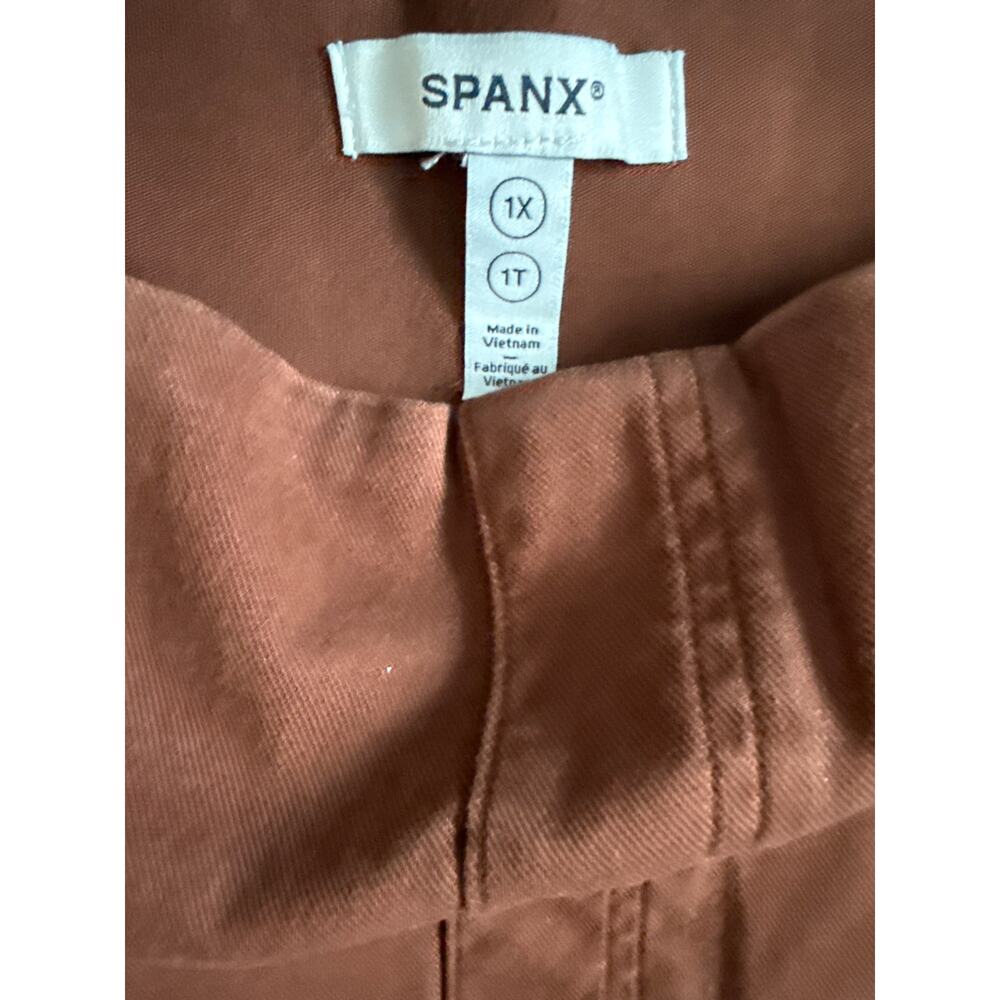 Spanx Plus Wide Leg Cropped Pull-On Twill Pant Hickory Brown Size 1X - Picture 8 of 9